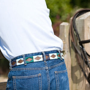 Polo belt - Green/pale blue/navy/cream stripe