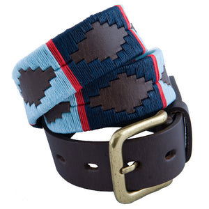 Polo Belt - Navy/pale blue/ red stripe