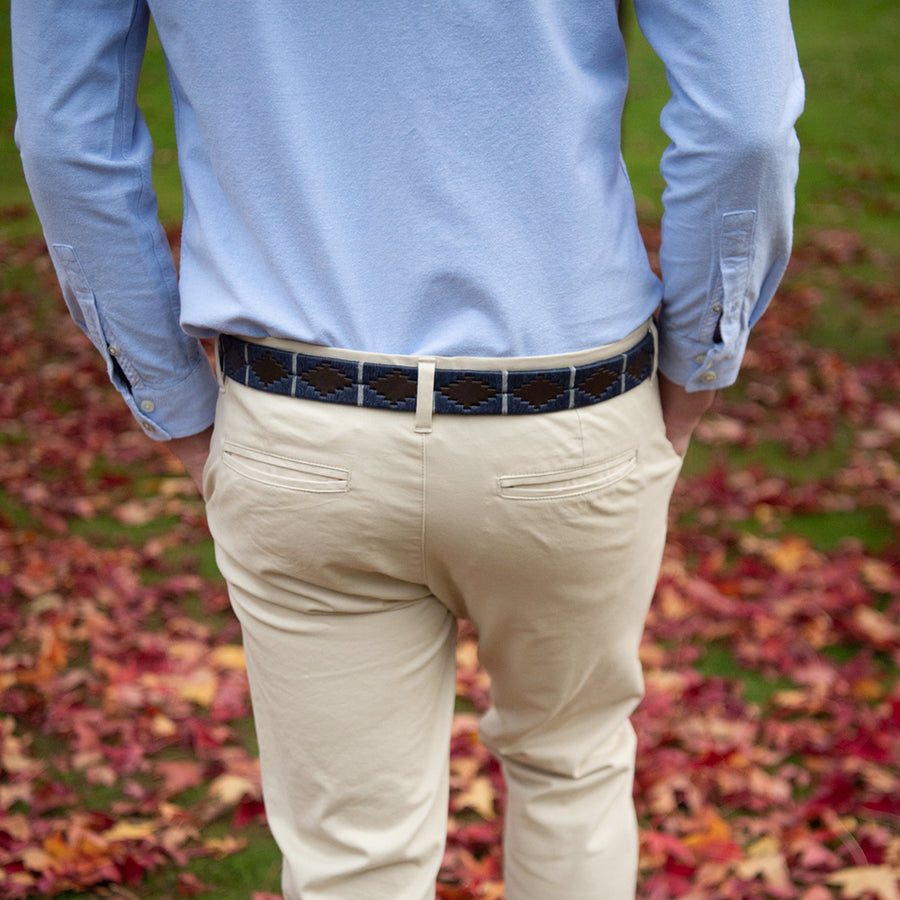 Polo belt - Navy/silver grey stripe