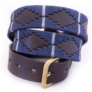 Polo belt - Navy/silver grey stripe