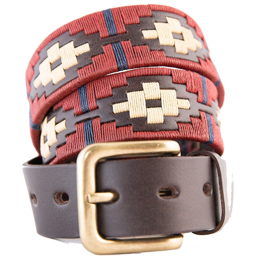 Polo Belt - Burgundy/cream/navy stripe