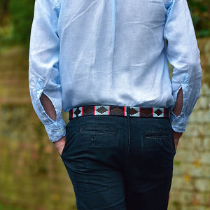 Polo Belt - Navy/pale blue/ red stripe