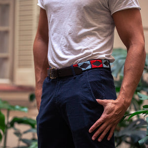 Polo Belt - Red/Pale blue/navy stripe